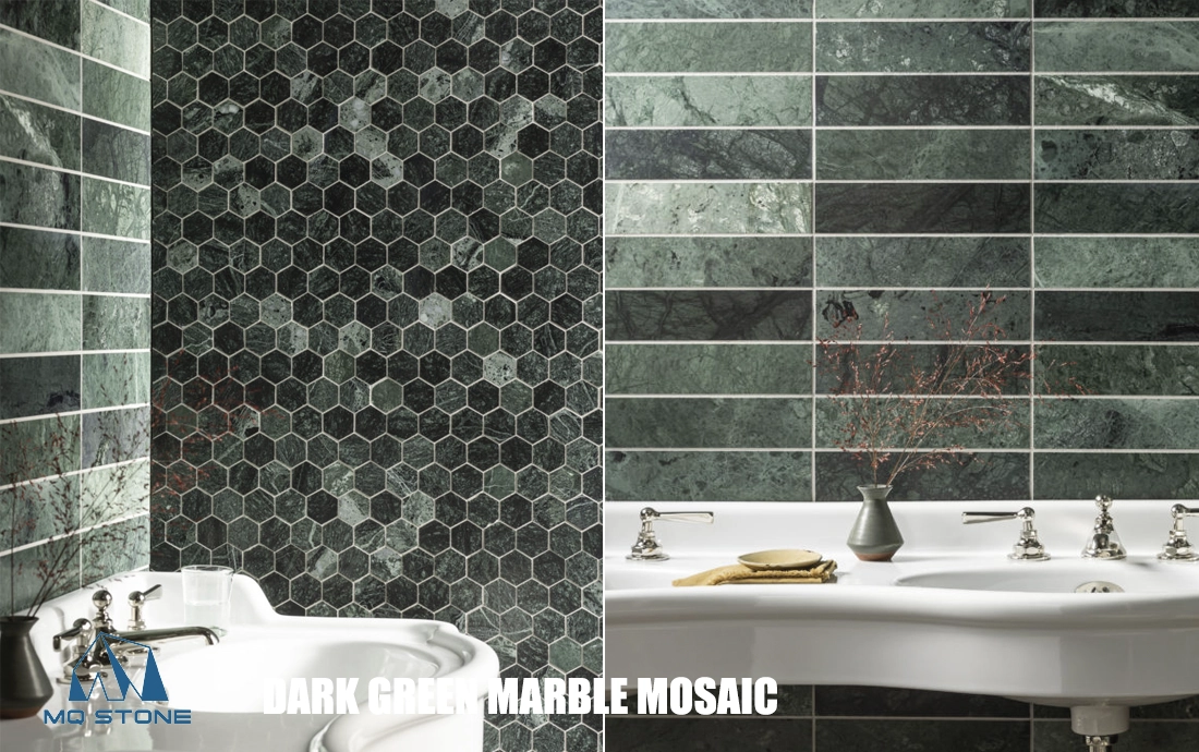 پروژه های حمام موزاییک مرمر سبز تیره
