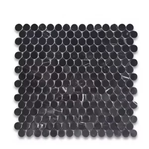 Nero Marquina Black Marble Penny Round Mosaic Tile