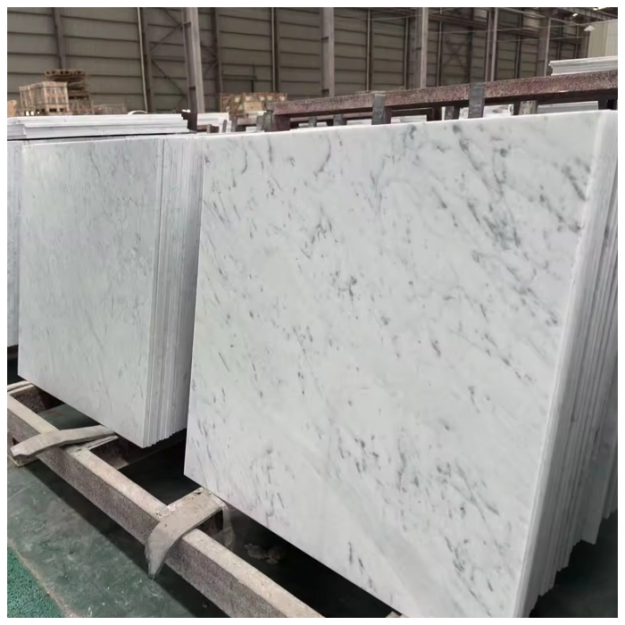 Polished Bianco Carrara White Marble Floor Tiles