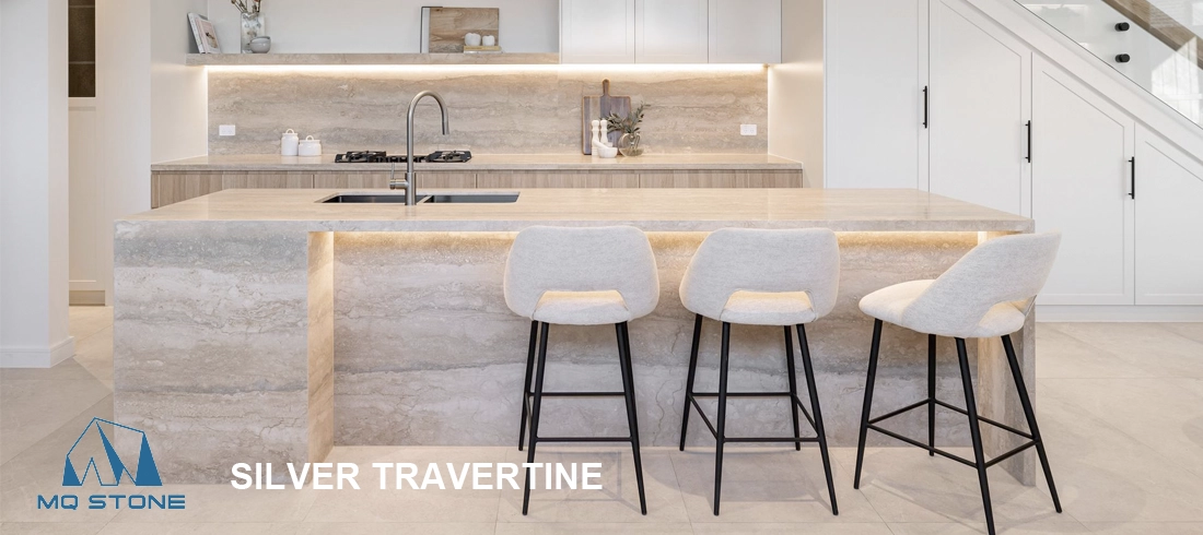 Silver Travertine Kitchen Countertop Projects MQ STONE