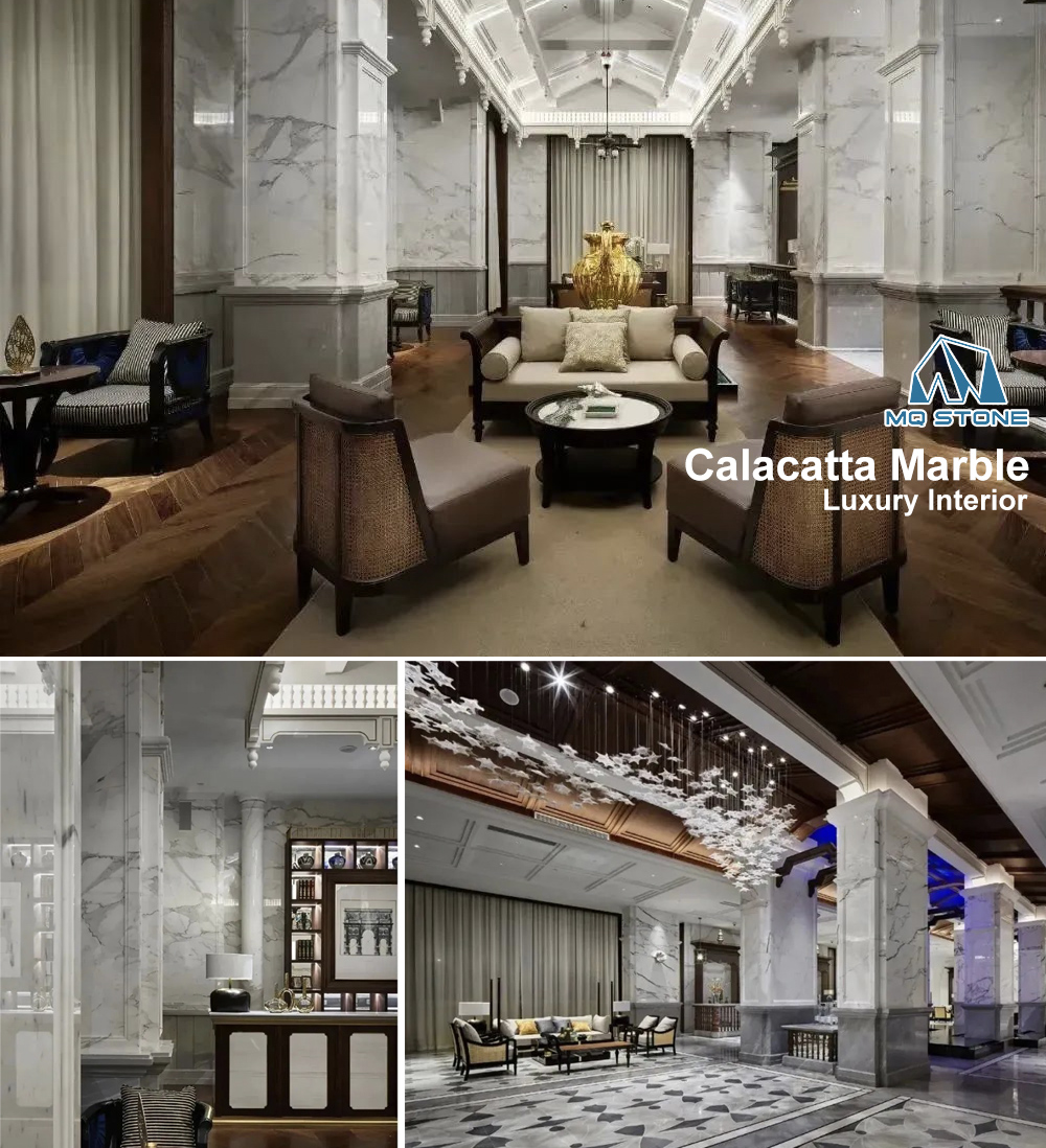Calacatta Marble Floor and Column Tiles For Luxury Hotel-MQ STONE