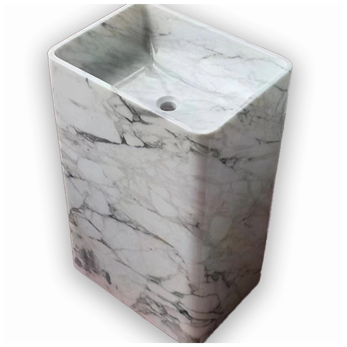 White marble freestanding sink