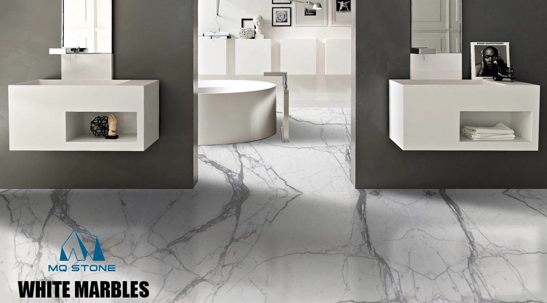 Calacatta Whtie Marble Bookmatched Tiles For Luxury Bathroom Spaces MQ STONE