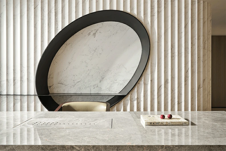 White marble wall projects
