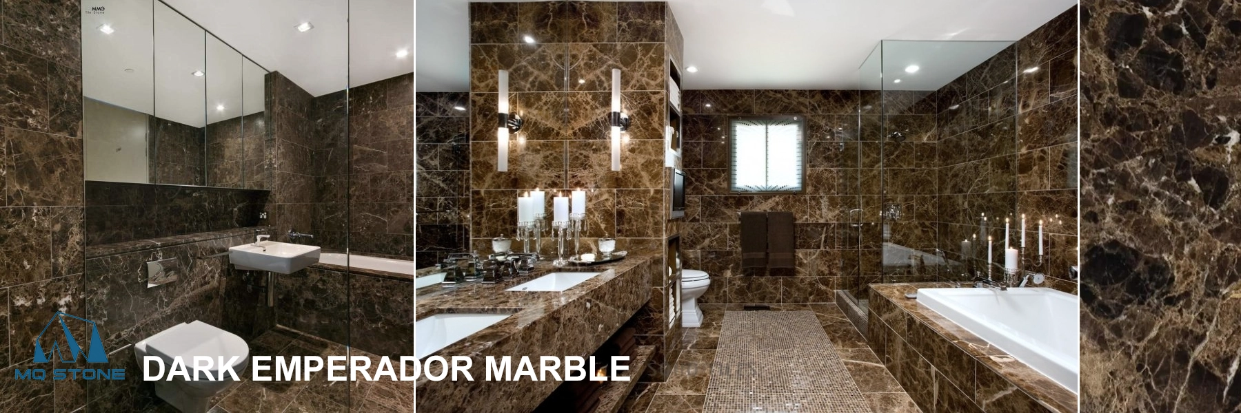 Dark Emperador Marble Bathroom Floor and Wall Tile Projects MQ STONE