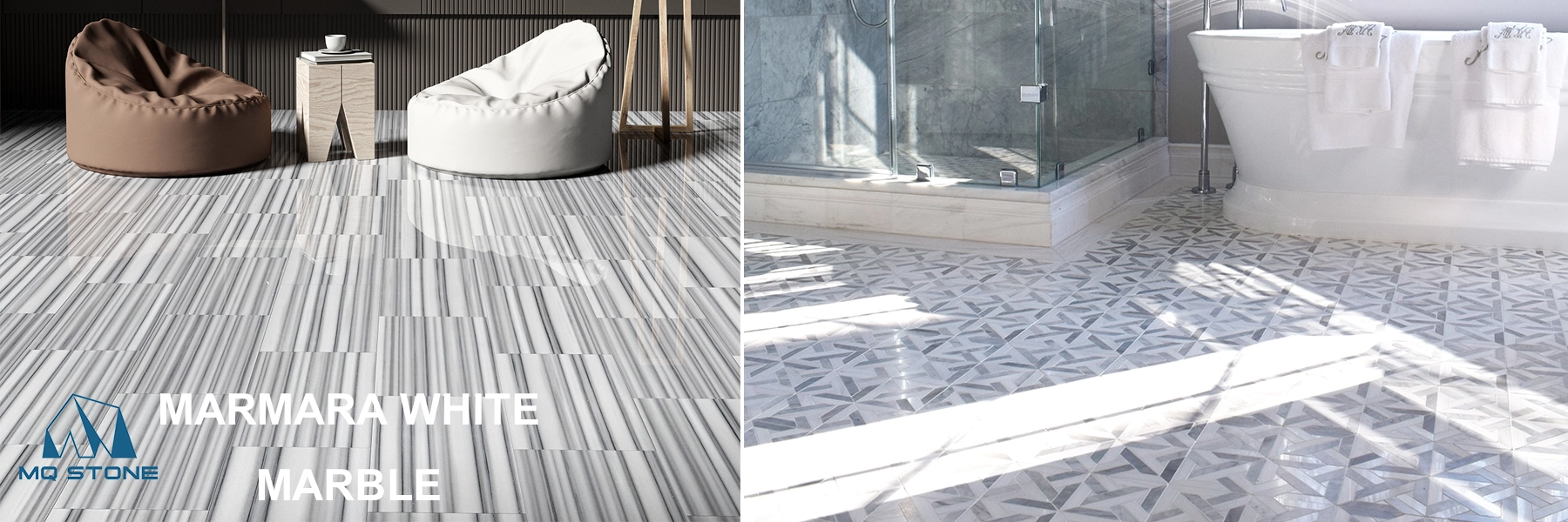 Marmara White Marble Flooring Projects MQ STONE