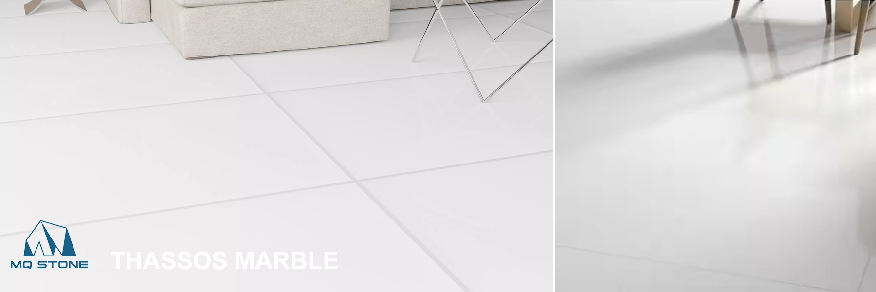 Polished White Thassos Marble Tile Floor Projects MQ STONE