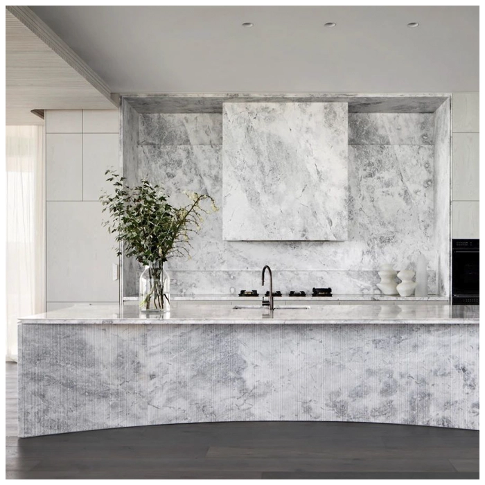 Super White Quartzite Island Countertop in Villa project MQ STONE 1