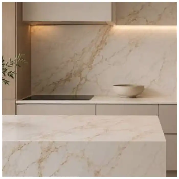 Calacatta Golden Quartz Villa Kitchen Project Calacatta Golden Quartz villa kitchen countertop and island project