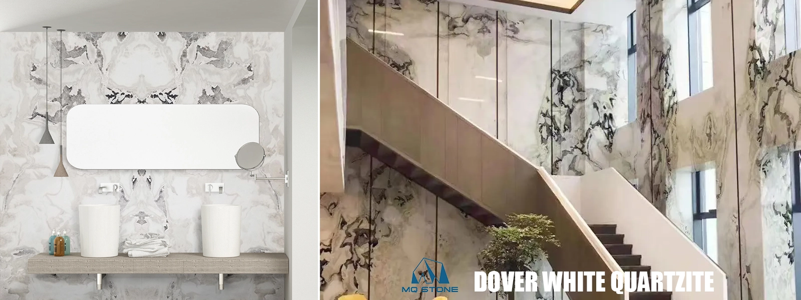 Dover White Quartzite Luxury Wall Facade Projects for Mansions MQ STONE