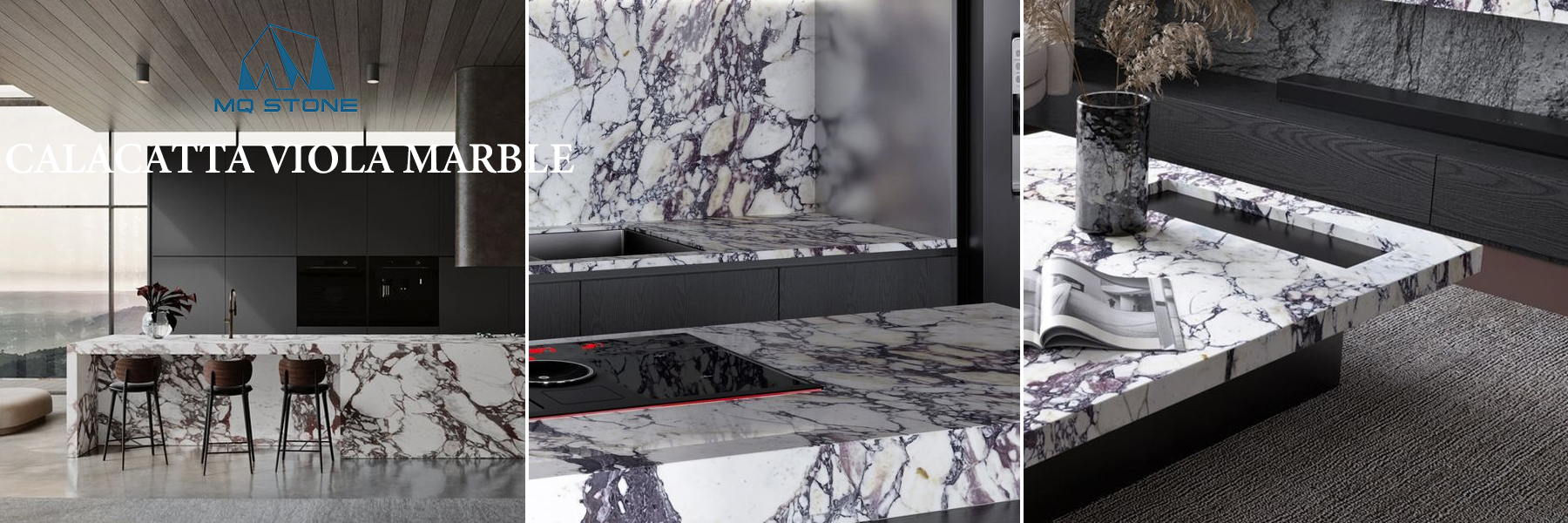 Luxury Calacatta Viola Marble Countertop and Side Tables MQ STONE