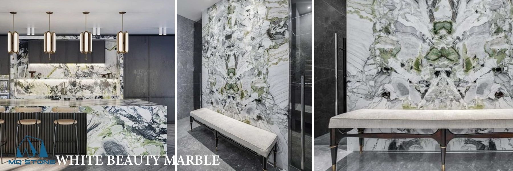 Luxury White Beauty Marble Countertops and Accent Wall Projects MQ STONE