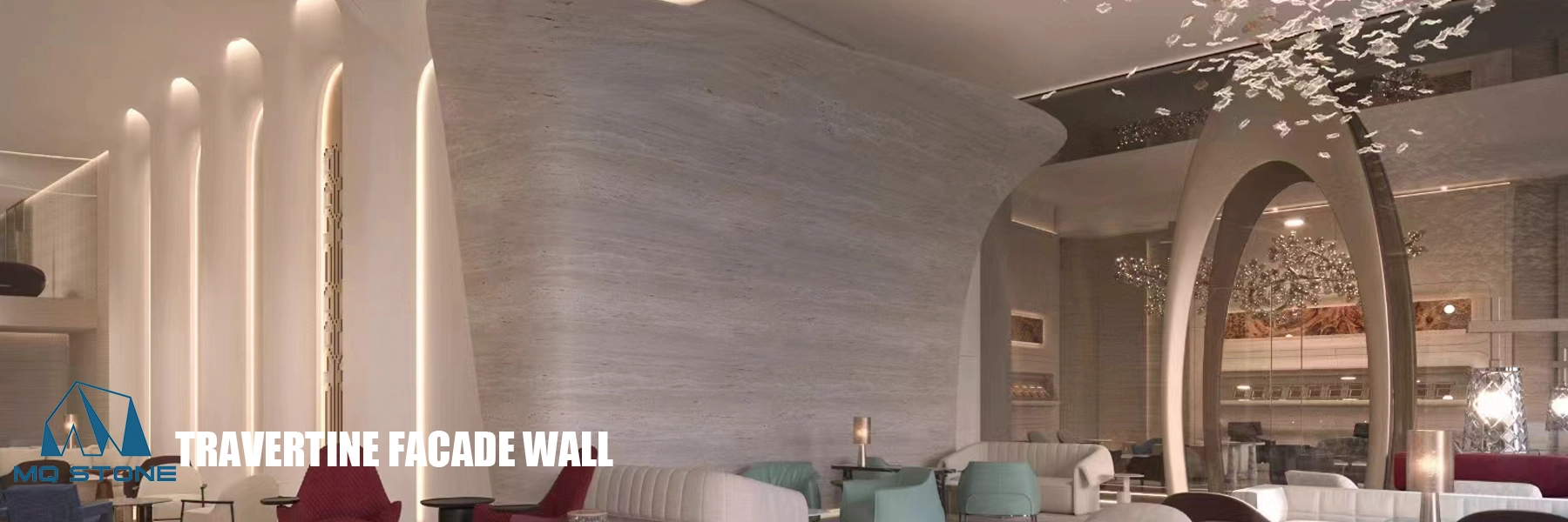 Travertine Wall Facade Projects in Resturants MQ STONE