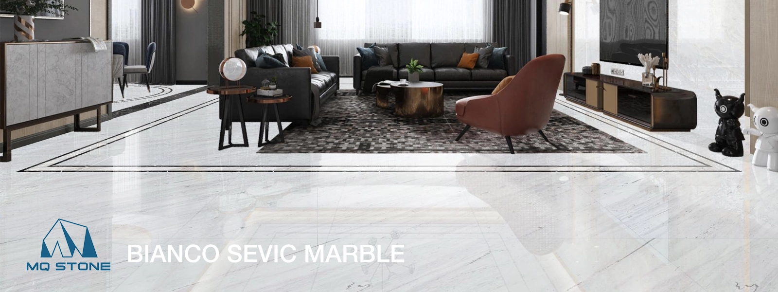 Bianco Sevic Marble Floor projects in Villas and Mansions MQ STONE