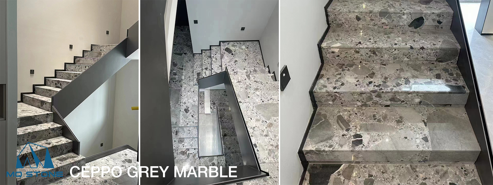 Ceppo Grey Marble Stair Projects in Luxury Villas MQ STONE