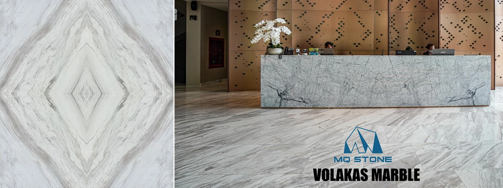 White Volakas Marble Office Building Lobby Project MQ STONE