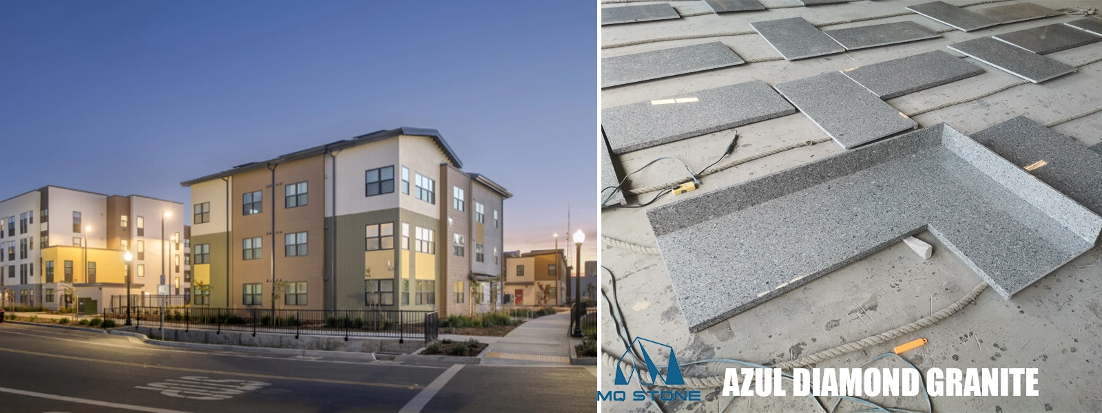 Azul Diamond Granitе Kitchen benchtops Projects for USA Residences MQ STONE