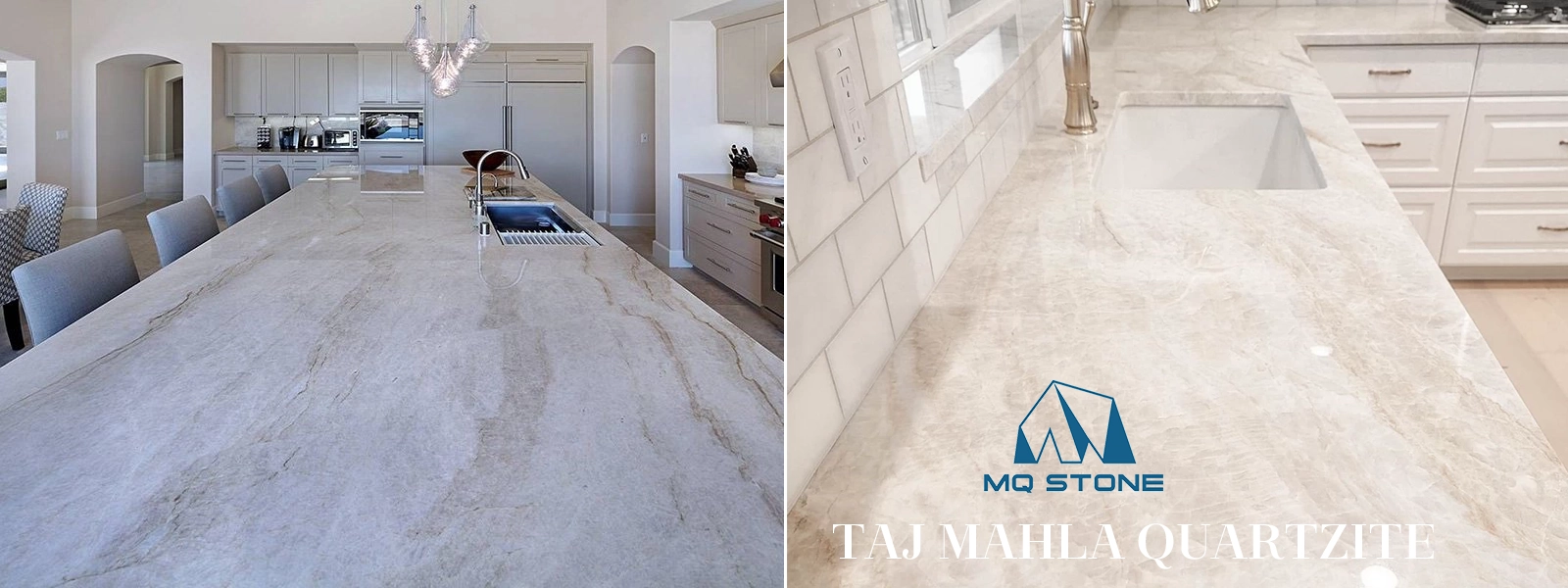 Taj Mahal Quartzite Kitchen Worktops Projcts MQ STONE