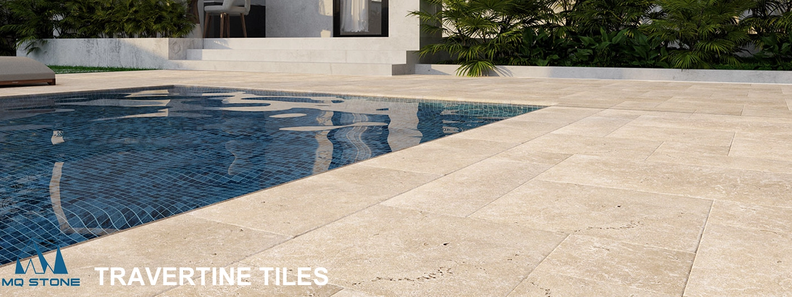 Beige Travertine Pool Deck Floor Tiles Projects MQ STONE