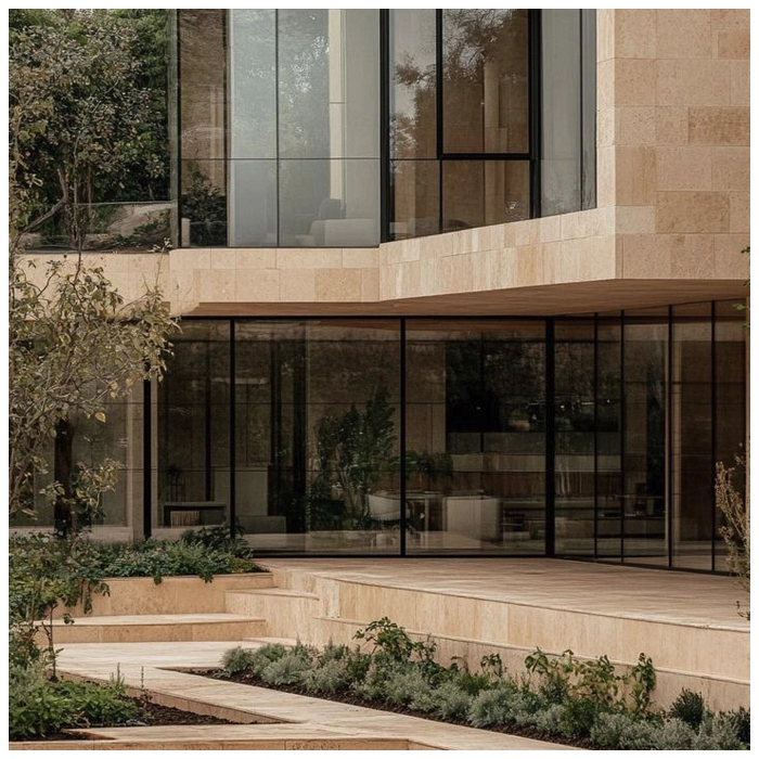 Beige Limestone Exterior Floor and Wall Villa Projects MQ STONE