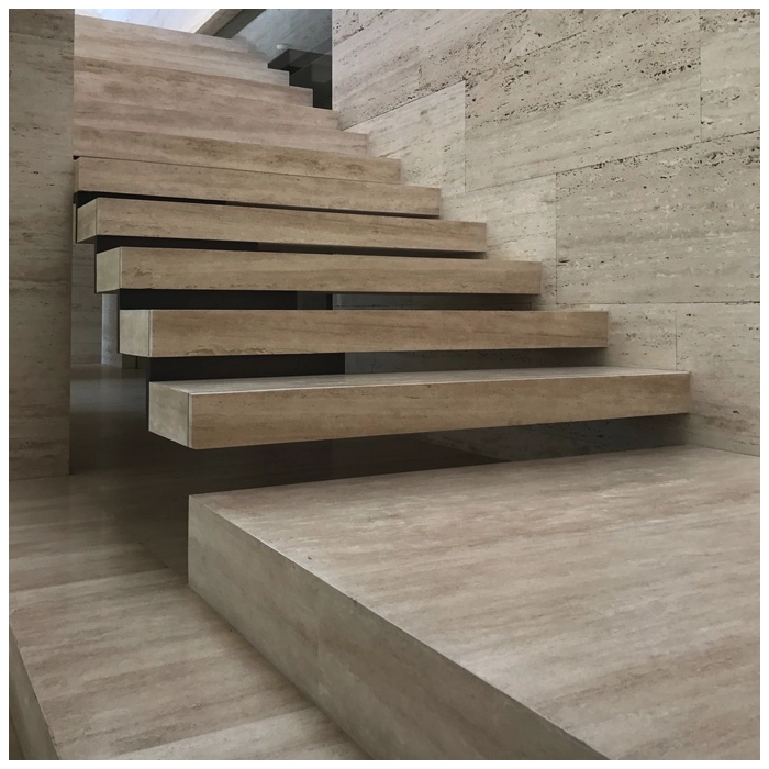Beige Travertine Tiles for Mansion Stair and Wall Usages MQ STONE