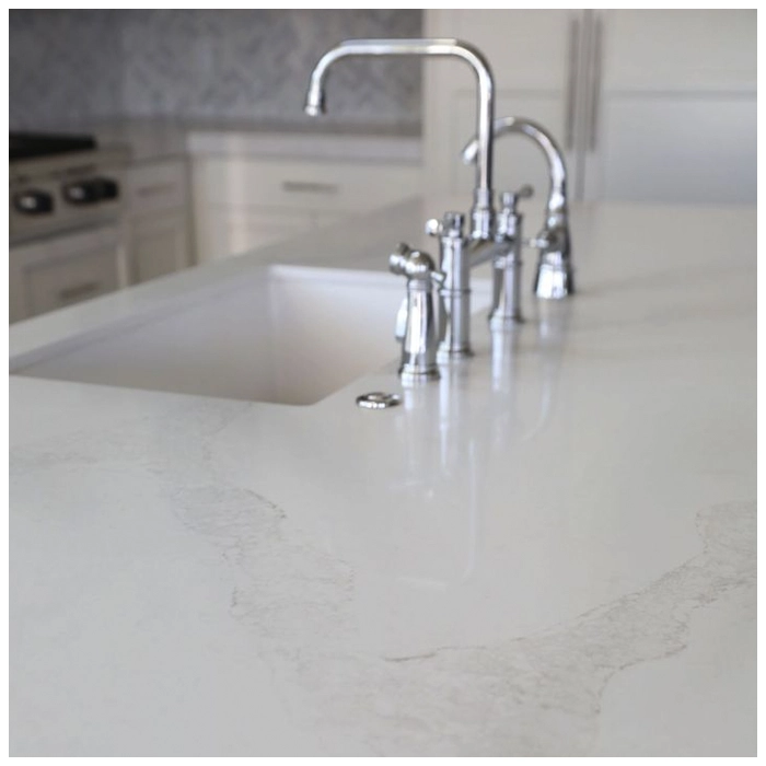 Calacatta White Quartz island Countertops MQ STONE