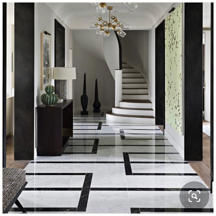 Carrara White and Marquina Black Marble Floor Tiles For Villas Projects MQ STONE