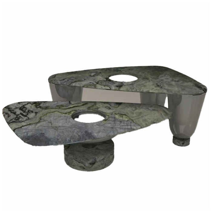 Brasil Green Marble Side Tables