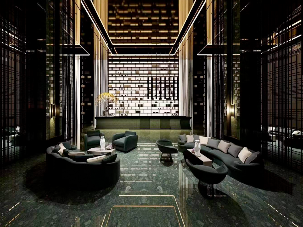 Conglo Verde Marble Flooring Case For Grand Hotels