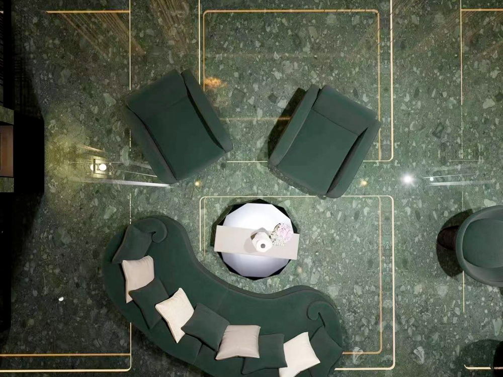 Conglo Verde Marble Hotel Resturant Flooring Cases