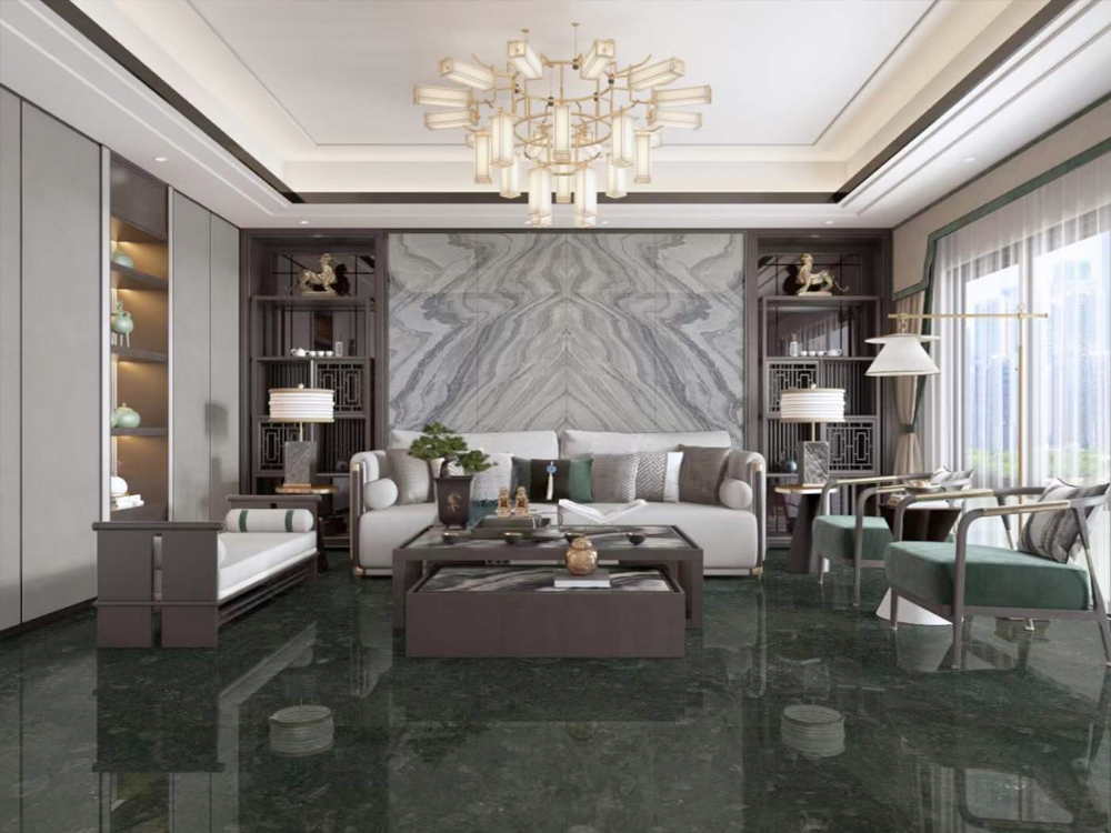 Conglo Verde Marble Lvingroom Floor Projects 拷贝