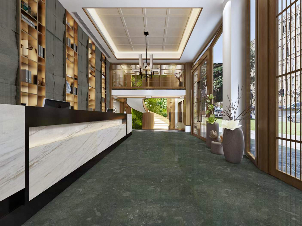 Conglo Verde Marble Private Club Hallway projects