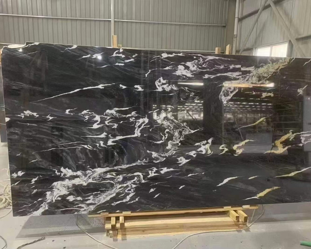 Turando Black Grey Marble Slabs