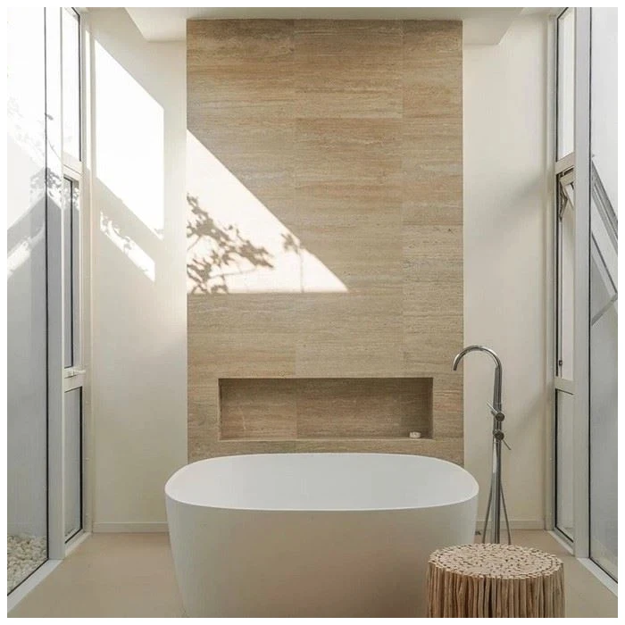 Classic Roman Beige Travertine Bathroom Wall