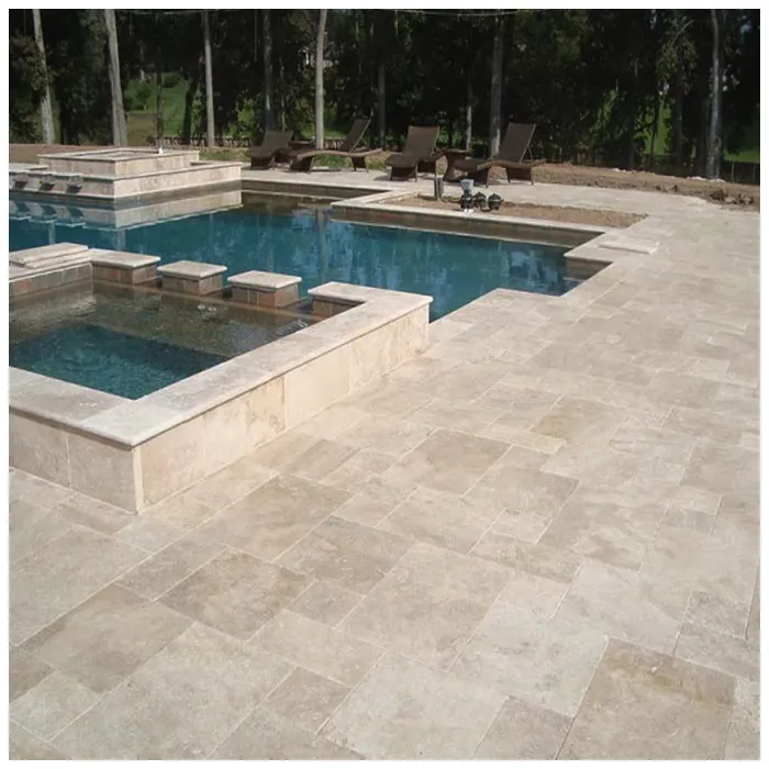 Classic Travertine Tumbled Pool Deck Tiles