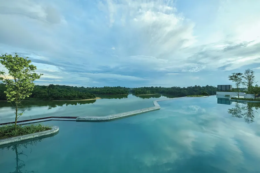 Mandai Rainforest Resort Outdoor Pool With Black Malawi Granite Flamed Tiles