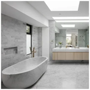 Bianco Carrara Mermer Banyo Fayansları ve Küvet Projeleri