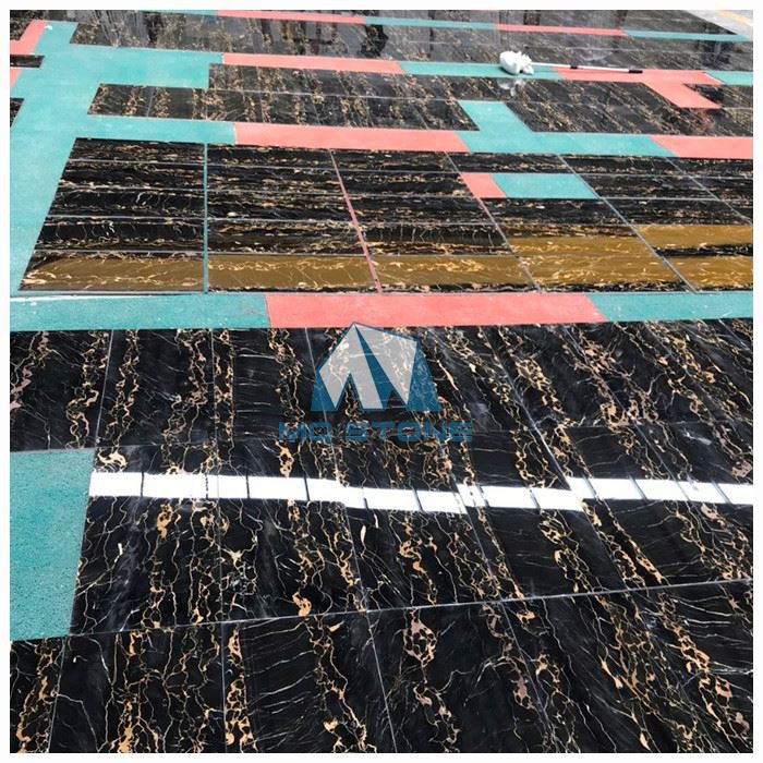 블랙 포르토로 대리석 바닥 타일