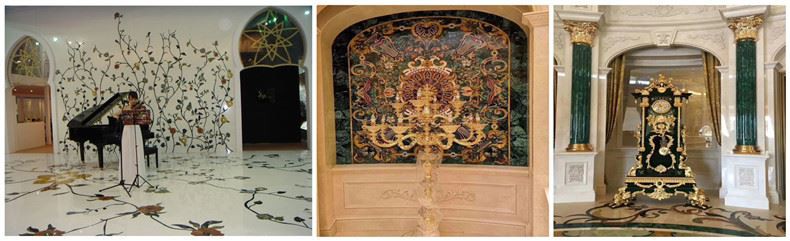 Водени млазни медаљон од природног мермерног камена