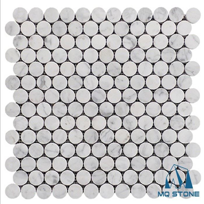 کاشی های گرد پنی مرمر کارارا