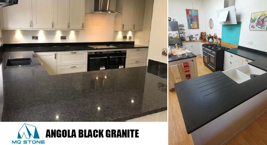 Angola Siyah Granit Mutfak Tezgahı Cilalı ve Derili Yüzeyli| MQ STONE