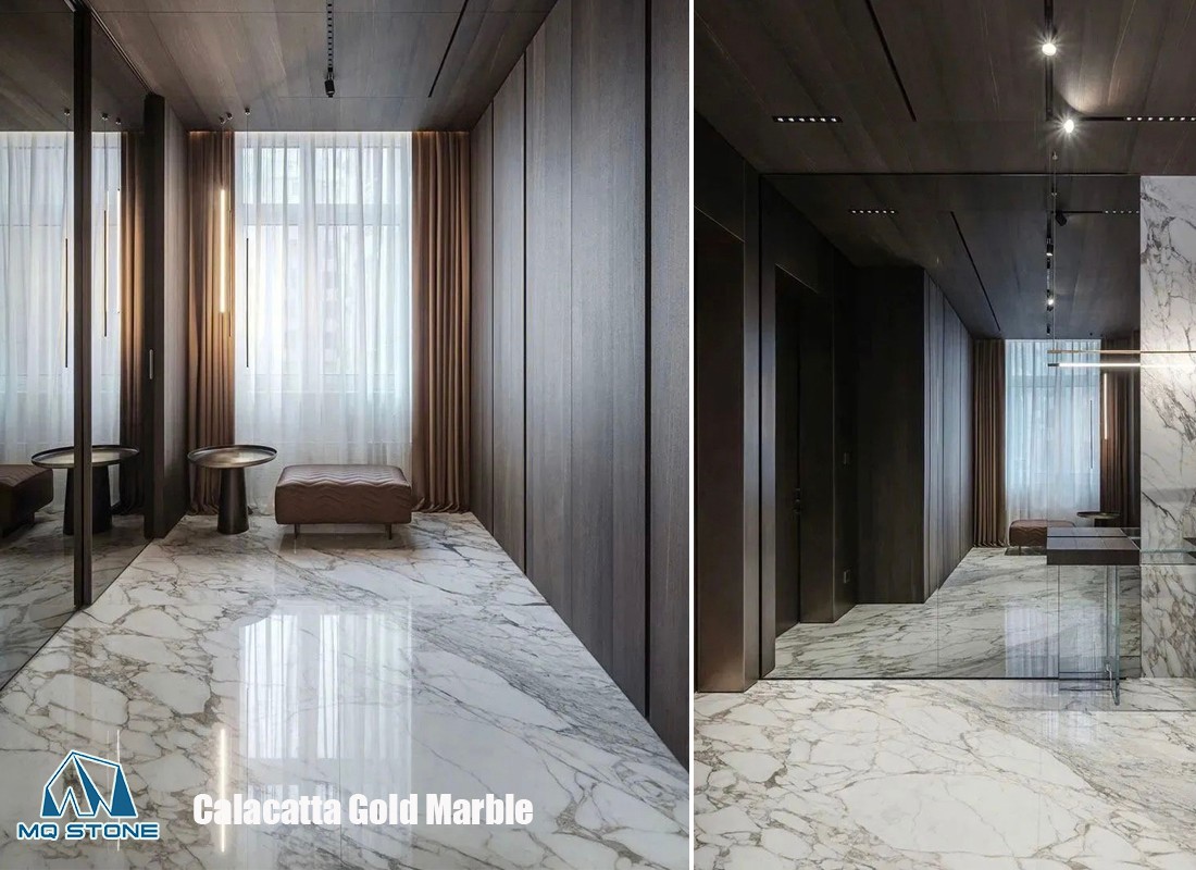 کف و دیوار مرمر طلایی Calacatta برای پروژه های عمارت-MQ STONE