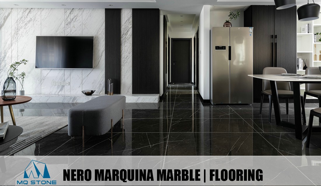 नीरो मार्क्विना ब्लैक मार्बल फ़्लोरिंग टाइल्स प्रोजेक्ट्स | एमक्यू स्टोन