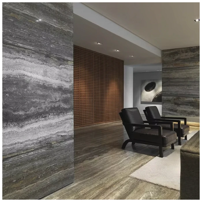 Silver Grey Travertine Wall Cladding For Luxury Apartments