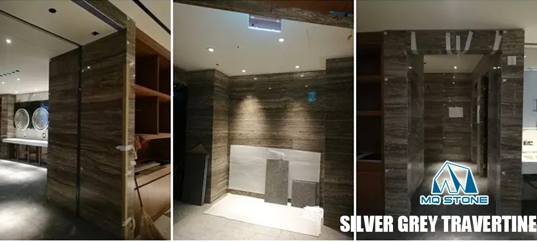 Проекты стен из серебристо-серого травертина | MQ STONE