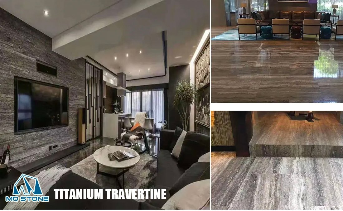 Titanium Sliver Travertin Boden- und Wandfliesen Projekte | MQ STONE