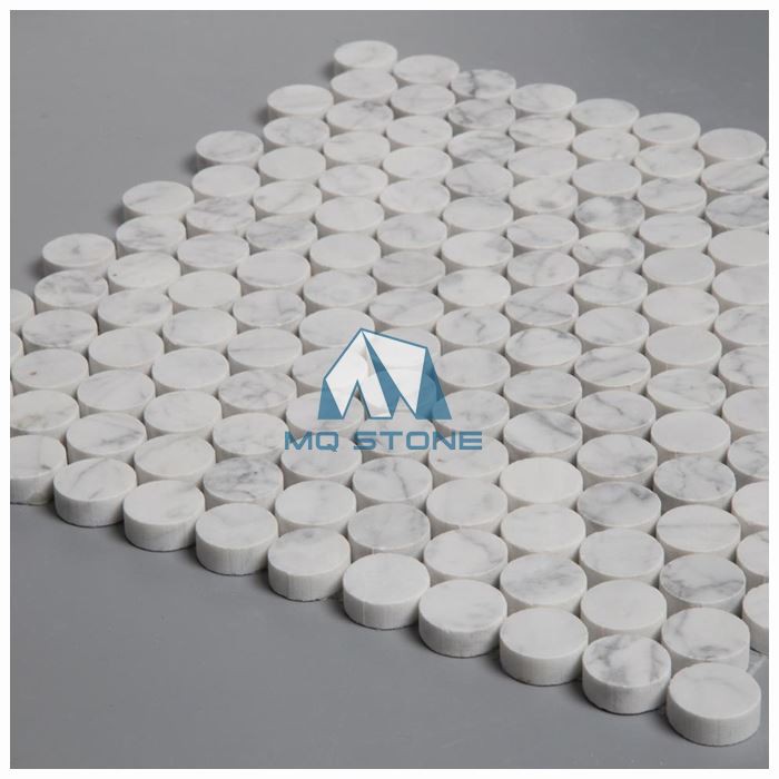 Carrara Penny Round Tiles