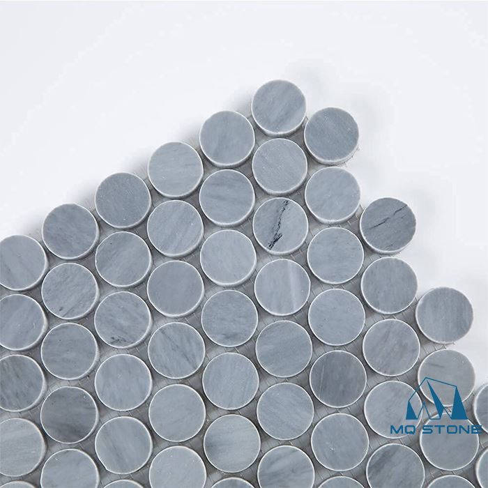 Круглая мраморная мозаичная плитка Grey Penny