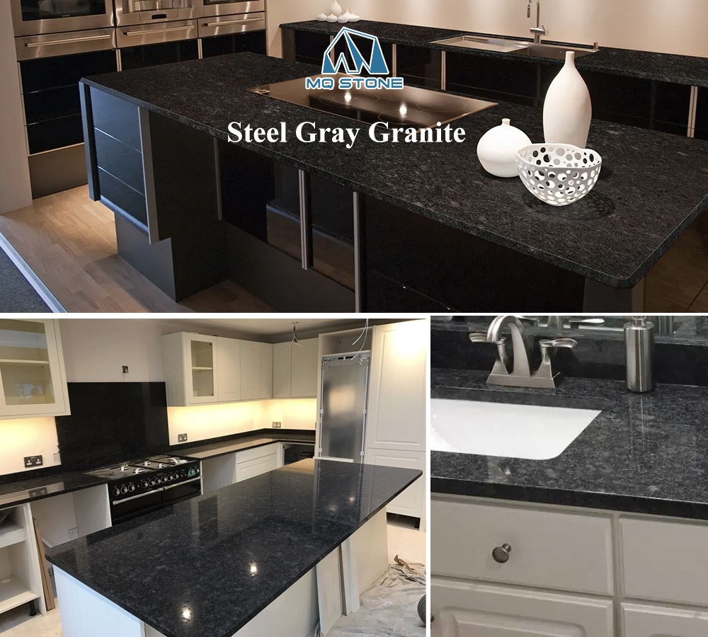 Стальной серый полированный гранит