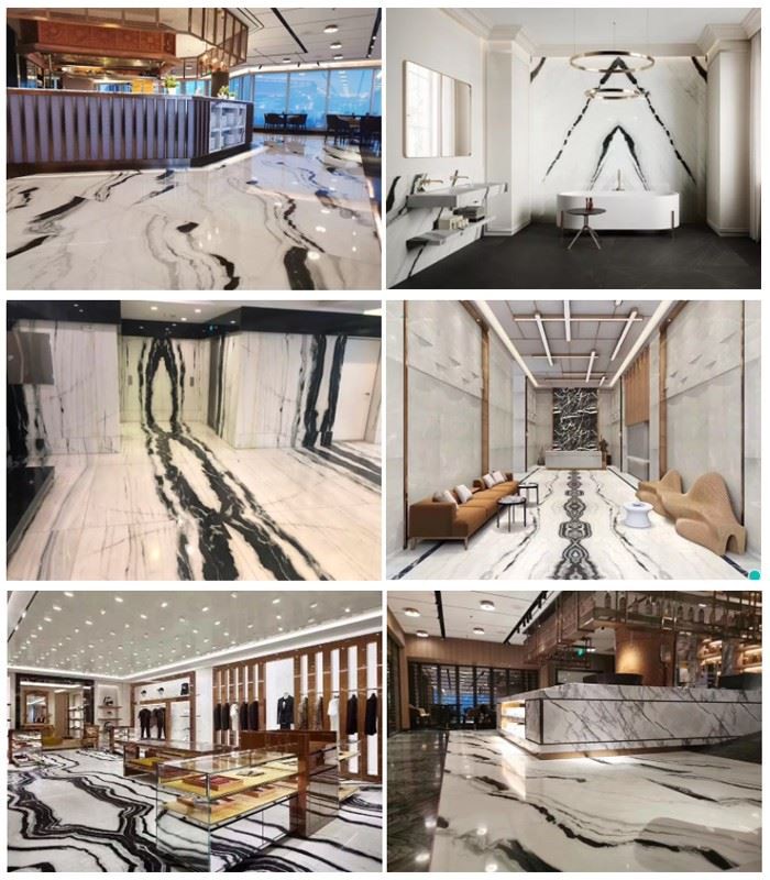 중국 팬더 화이트 광택 대리석 슬라브